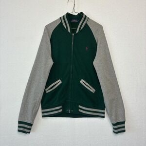 Polo Ralph Lauren Jacket Mens XS Green Gray Bomber Varsity